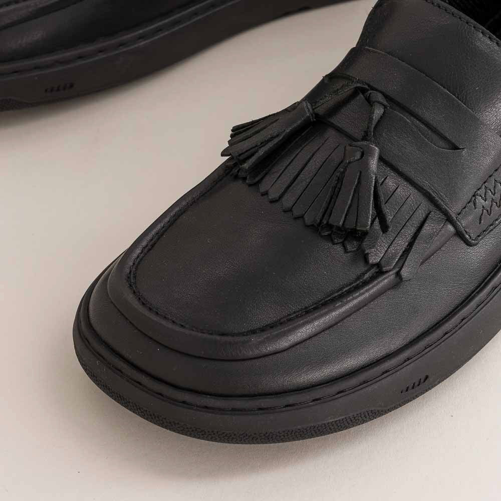 Details of black loafers