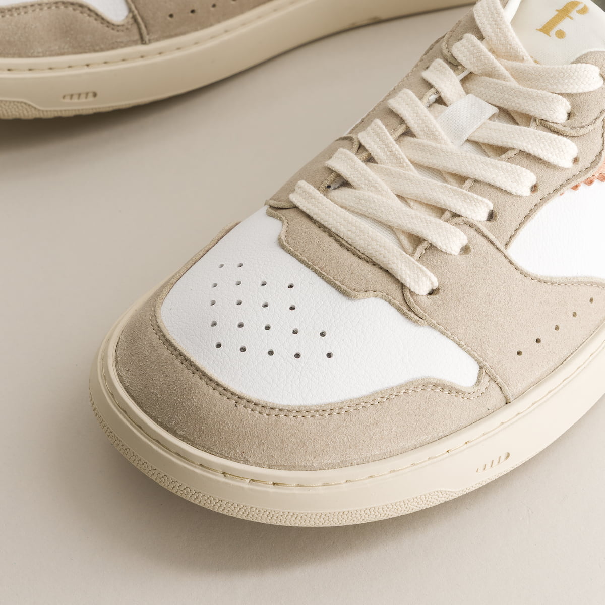 White & pink barefoot sneakers - detailed view
