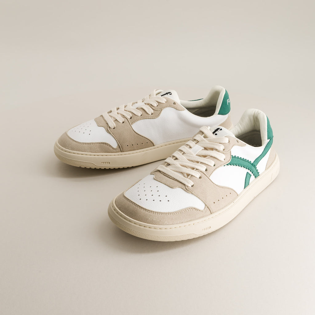 White/Green barefoot sneakers - front view