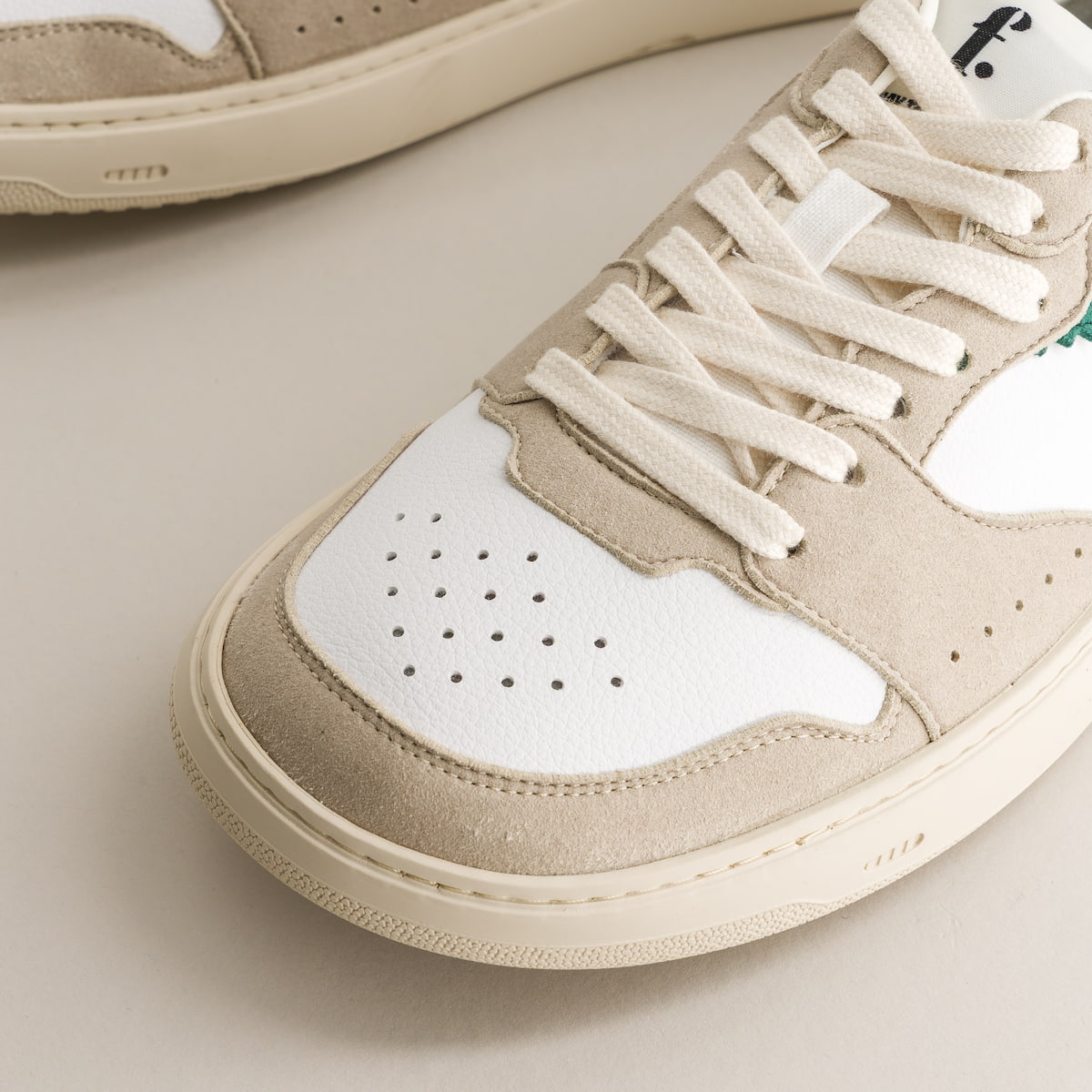 White/Green barefoot sneakers - detailed view