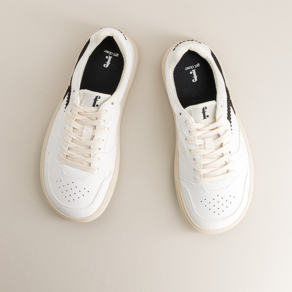 White & Black barefoot sneakers - top view