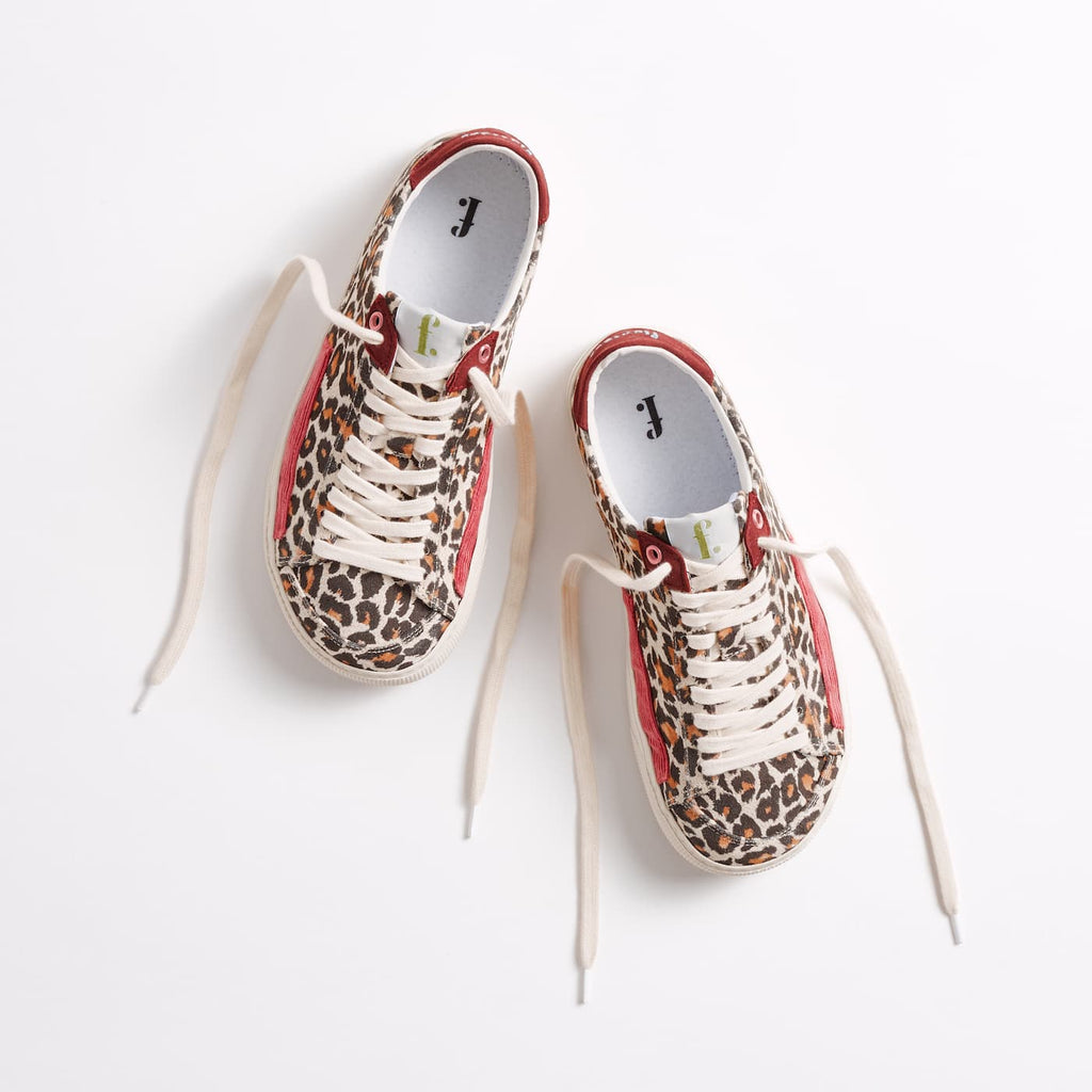 Peach Leopard Borgona Barefoot Sneakers - top view