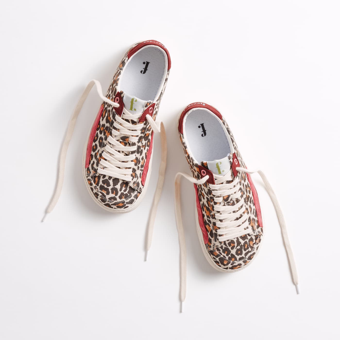 Peach Leopard Borgona Barefoot Sneakers - top view