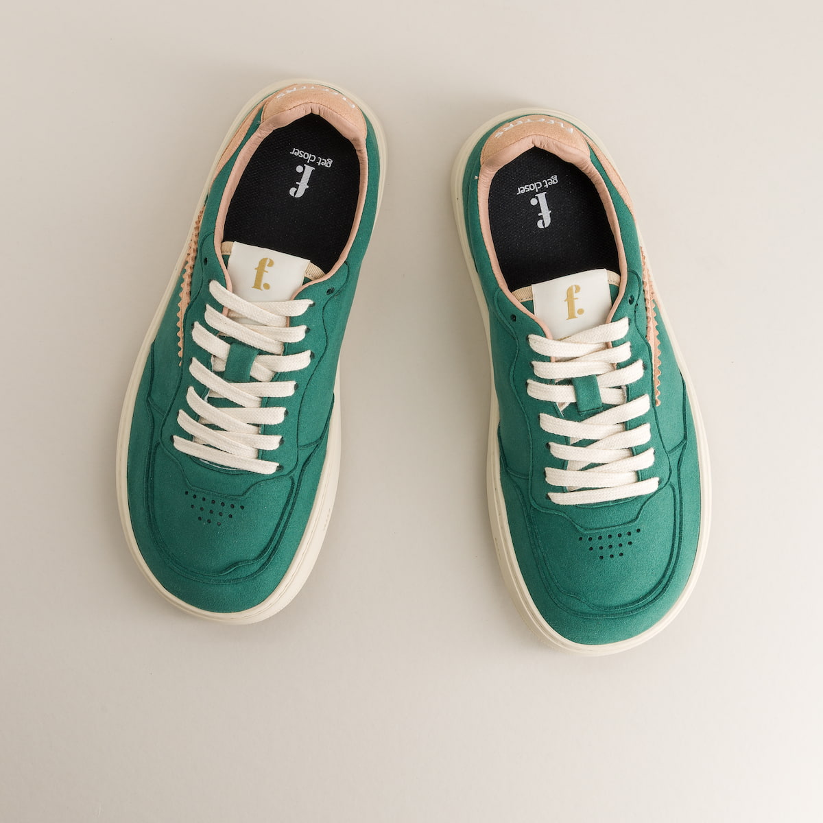 Green barefoot sneakers - top view