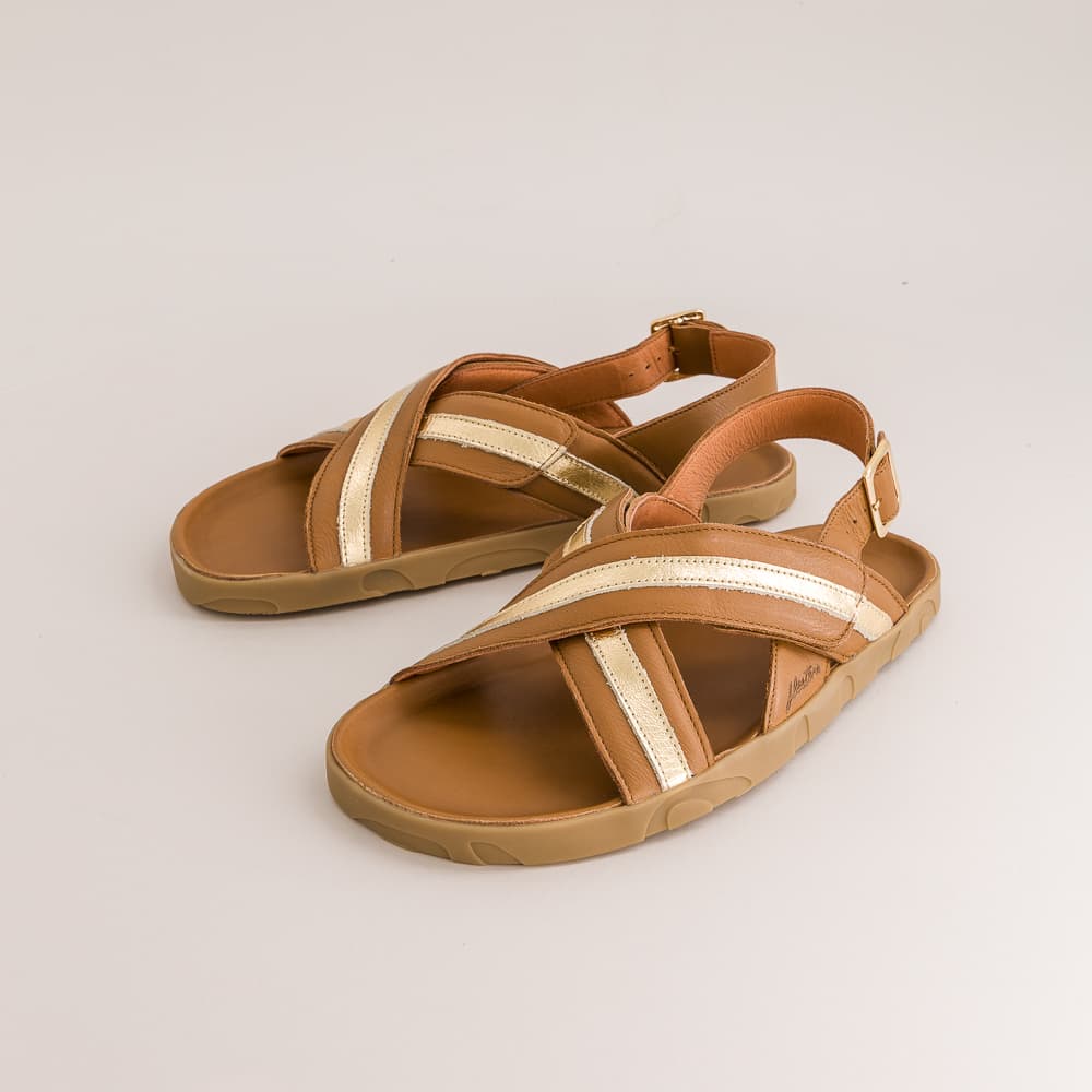 barefoot sandals with gold print