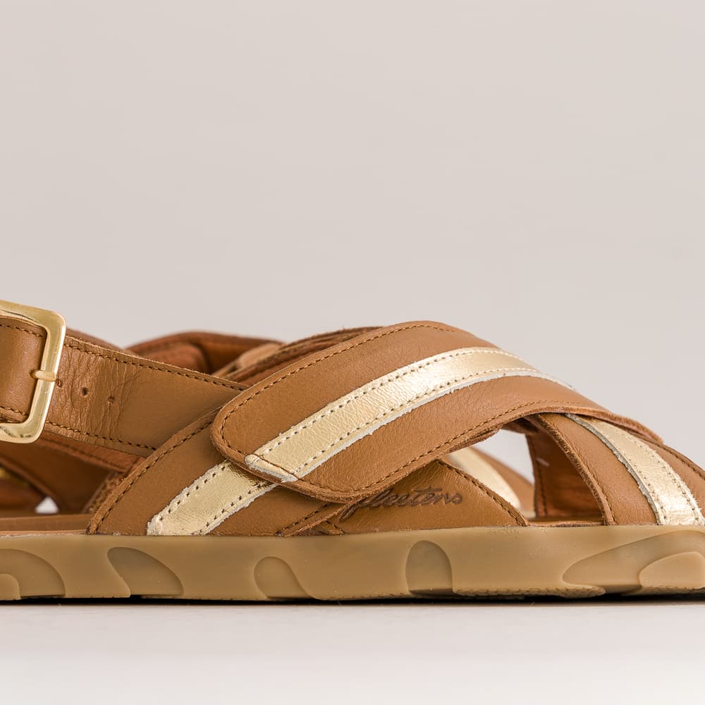 barefoot sandals with gold print