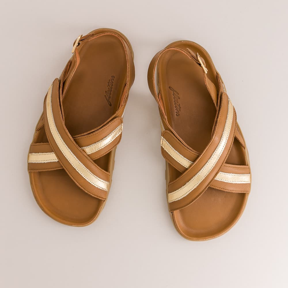 barefoot sandals with gold print