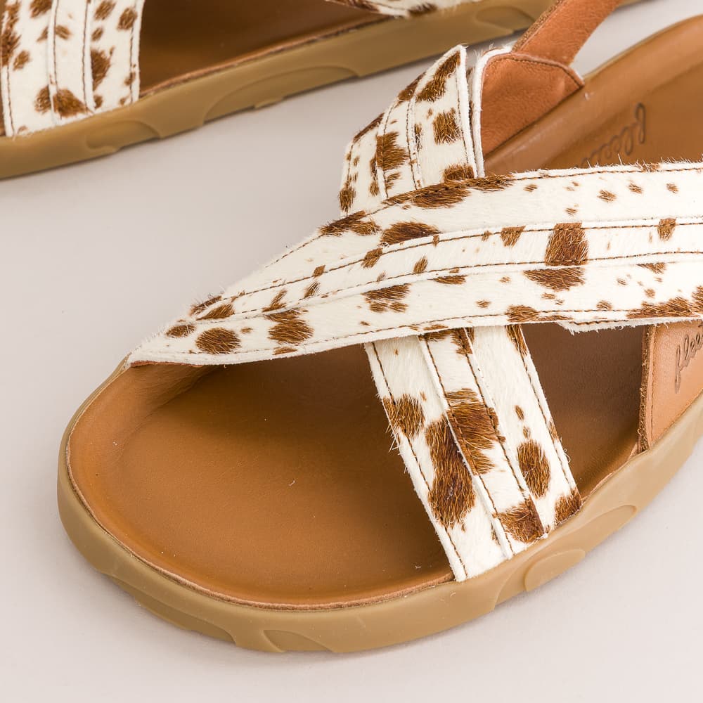 barefoot sandals with cow prints