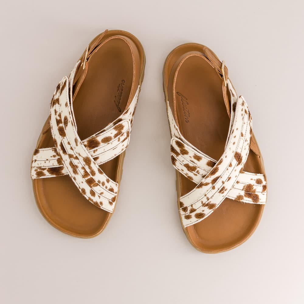 barefoot sandals with cow print